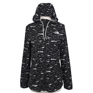The North Face Black White Splatter Cinder 100Wt Hoodie Full Zip Jacket- Womens